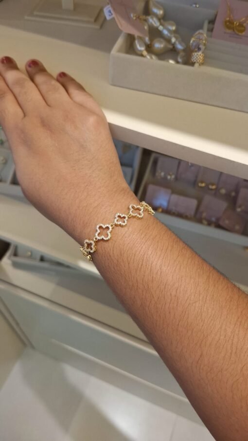 PULSEIRA LUXO - ALTA JOALHERIA TREVO CRISTAL.