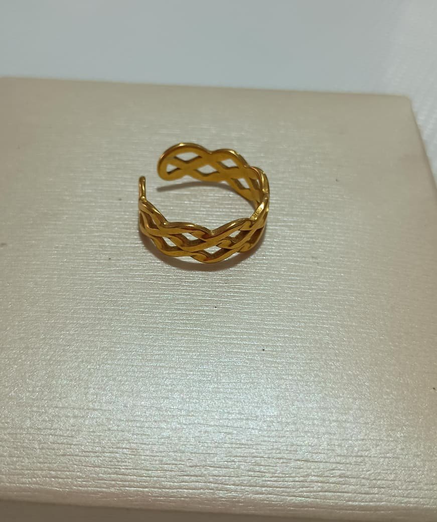 ANEL TRANÇADO REGULÁVEL - AÇO DOURADO