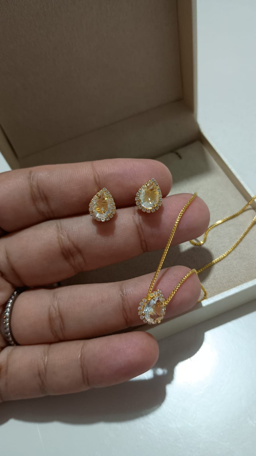 CONJUNTO GOTA LUXO - BANHADA A OURO - Imagem 2
