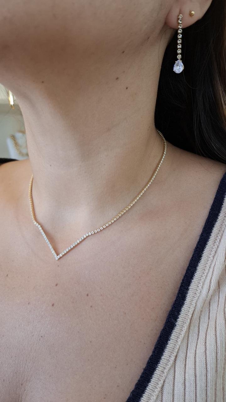 RIVIERA MINIMALISTA EM ZIRCÔNIAS - COLAR LUXO. - Imagem 2